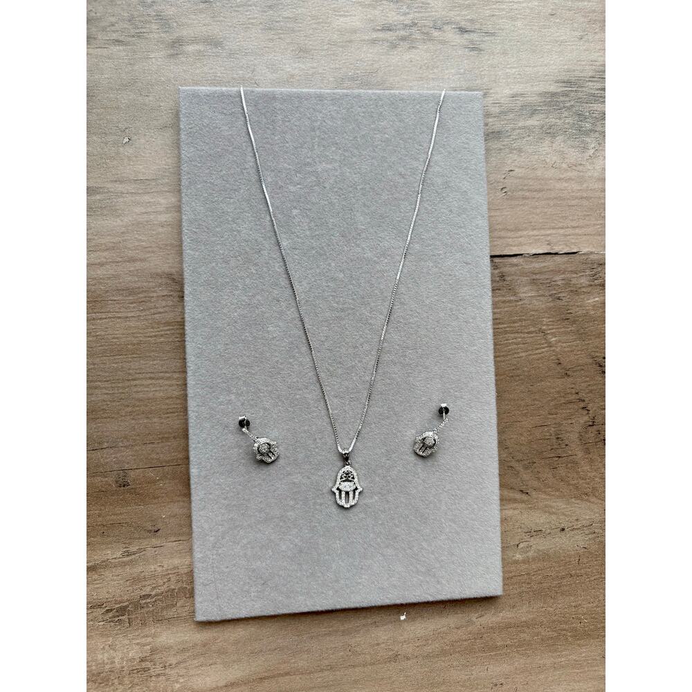 NWT Hamsa Moissanite Necklace & Earring Bundle - 925 Silver - Picture 10 of 10